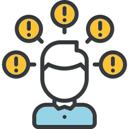 Cabeza rodeada de símbolos de exclamación