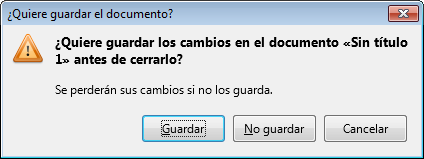 Diálogo de confirmación de cierre de documento Diálogo de confirmación de cierre de documento