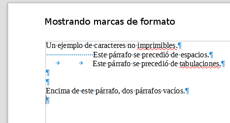 Imagen animada que alterna entre la visualización con o sin marcas de formato