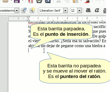 El punto de inserción y el puntero del ratón