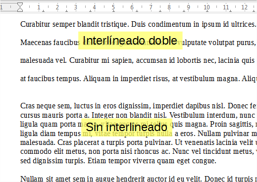 Ejemplo de distintos interlineados
