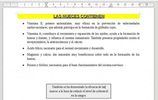 Apariencia final del ejercicio de formatos de párrafo