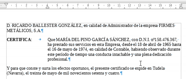 Apariencia final del ejercicio de sangría francesa