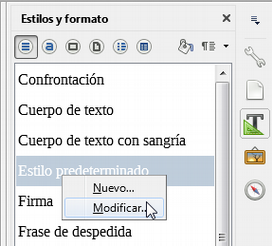 Modificar estilos desde el panel de Estilos y formato