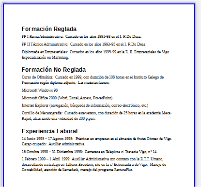 Apariencia del documento de práctica