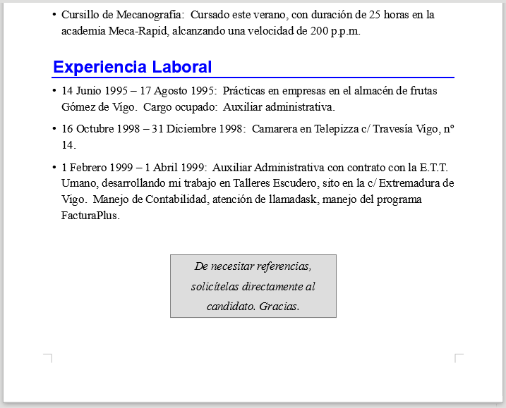 Apariencia final del documento de práctica