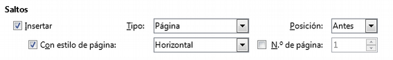 Detalle del apartado Saltos de la pestaña Flujo de texto del diálogo Párrafo Detalle del apartado Saltos de la pestaña Flujo de texto del diálogo Párrafo