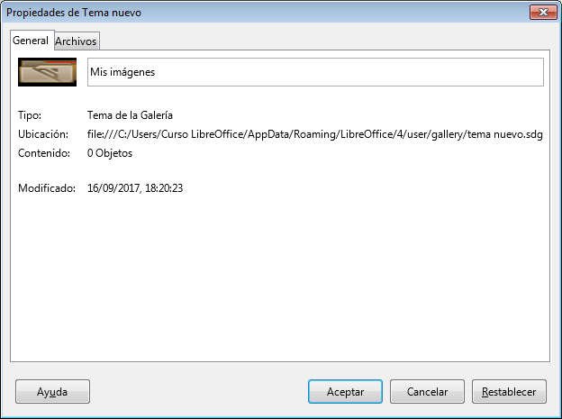 Creando un tema nuevo en la Galería