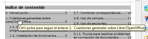 Hiperenlace en índice