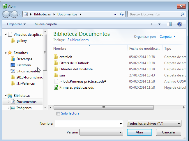Abrir documentos guardados | Creación de documentos de LibreOffice Calc