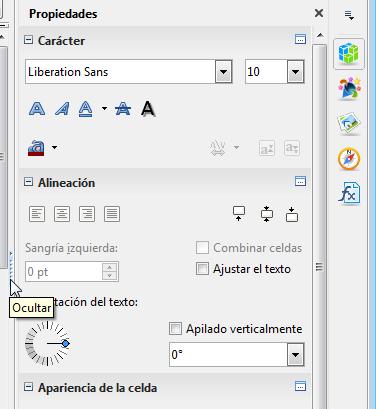 Ocultar o mostrar el panel lateral