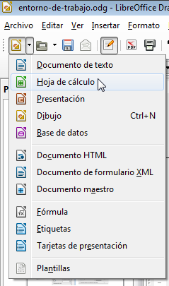 Crear nuevo documento desde la barra de herramientas Estándar