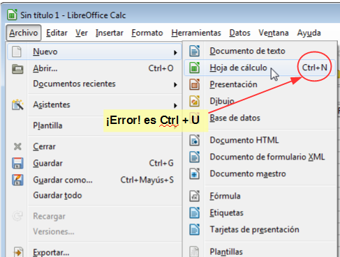 Documento nuevo desde el menù Archivo