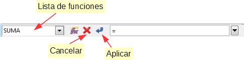 Barra de fórmulas en modo Edición