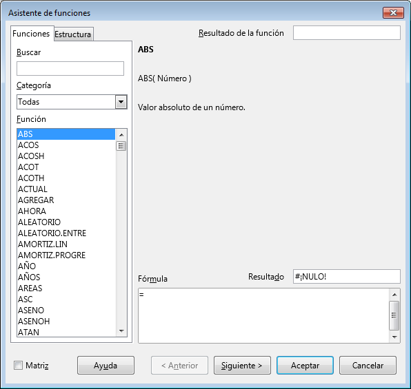 Inicio del Asistente de funciones