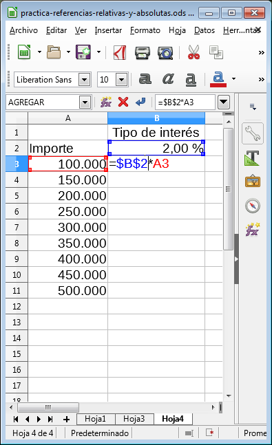 Fórmula con referencia absoluta