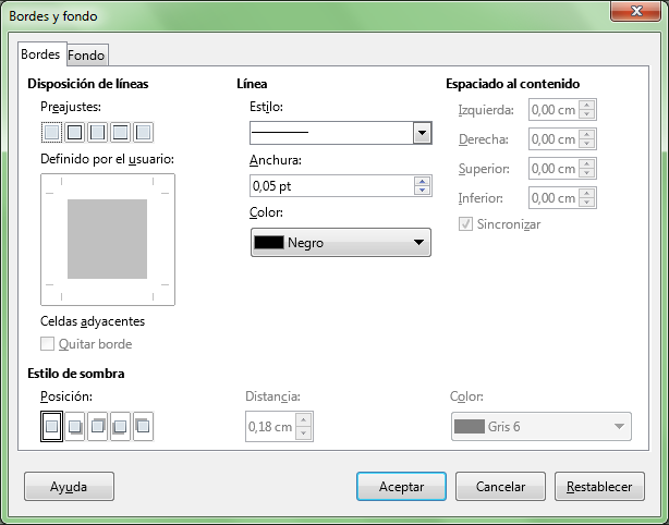 Bordes de la cabecera