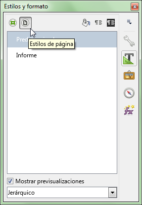Estilos de página desde el panel lateral