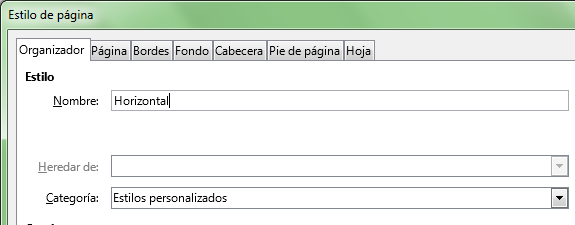 Asignando nombre al estilo de página
