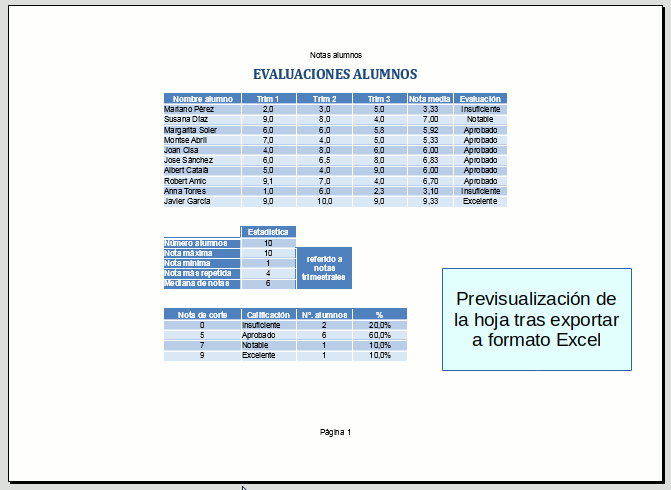 Imagen animada alternando la previsualización antes y después de convertir a formato Excel