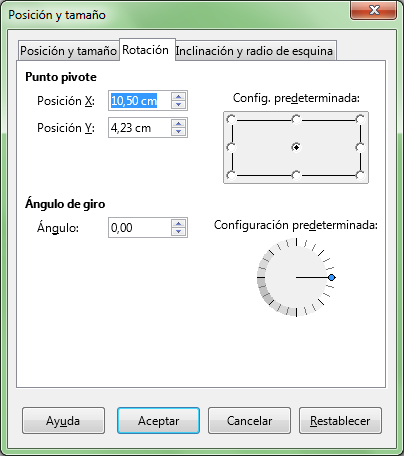 Pestaña Rotación de Posición y tamaño