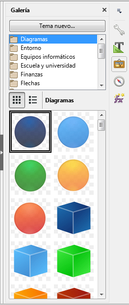 La ficha Galería del panel lateral