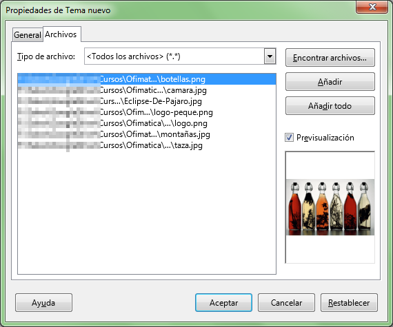 Añadiendo archivos nuevos al tema de la Galería