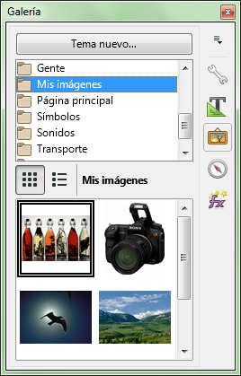 El nuevo tema y la imagen añadida a la Galería