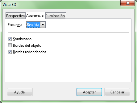 Diálogo Vista 3D, Ficha Apariencia