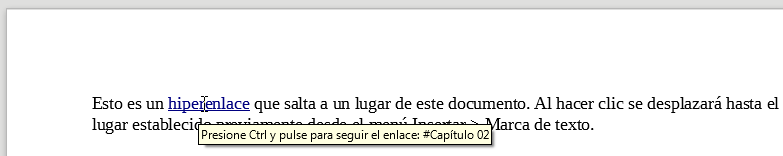 Hiperenlace a un lugar en el propio documento
