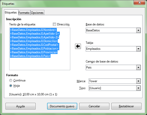 Utilizando una base de datos registrada en LibreOffice