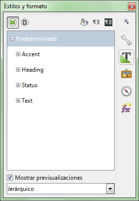 Panel Estilos y formato