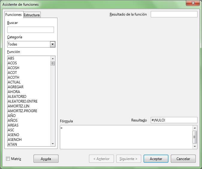 Inicio del Asistente de funciones
