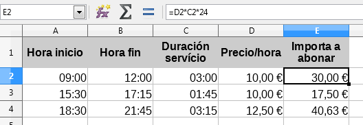 Calculando horas por un precio hora