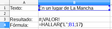 Función HALLAR sin encontrar coincidencia