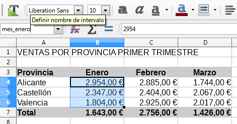 Creando un nombre para un rango de celdas