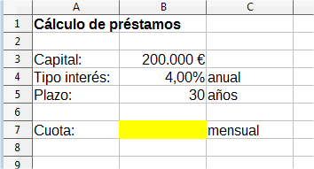 Modelo para cálculo de préstamos Modelo para cálculo de préstamos