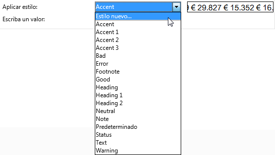Selección del estilo a aplicar