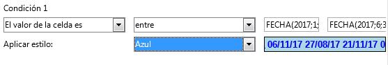 Formato condicional con condiciones de tipo fecha