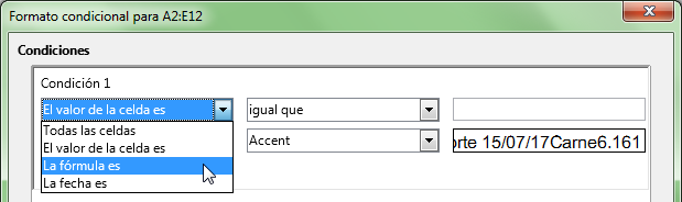 Cambiando el tipo de condición