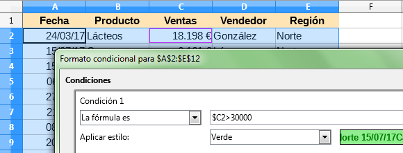 Aplicando la fórmula al Formato condicional