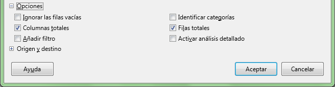Más opciones de la tabla dinámica