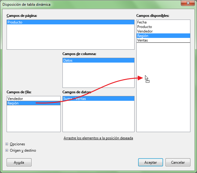 Eliminar un campo desde la vista diseño de la tabla dinámica