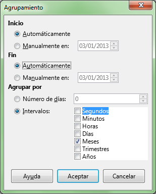 Diálogo Agrupación de fechas