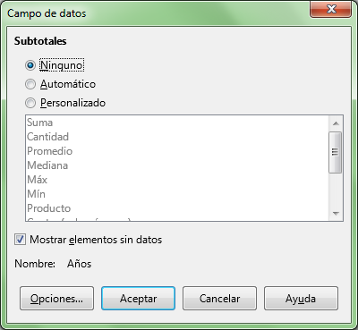 Diálogo campo de datos