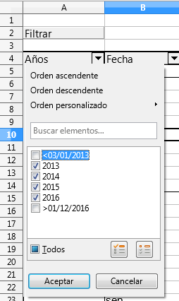 Filtrando fecha anteriores a la inicial y posteriores a la última