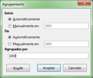 Diálogo Agrupamiento para campos numéricos