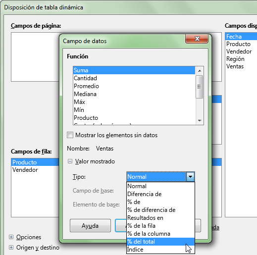 Diálogo campo de datos