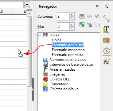 Arrastrando escenario al libro