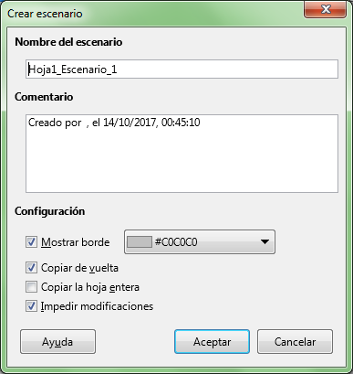 Diálogo crear escenario